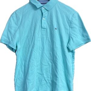 Tommy Hilfiger Men's S blue Aqua Polo Shirt EUC preppy small custom